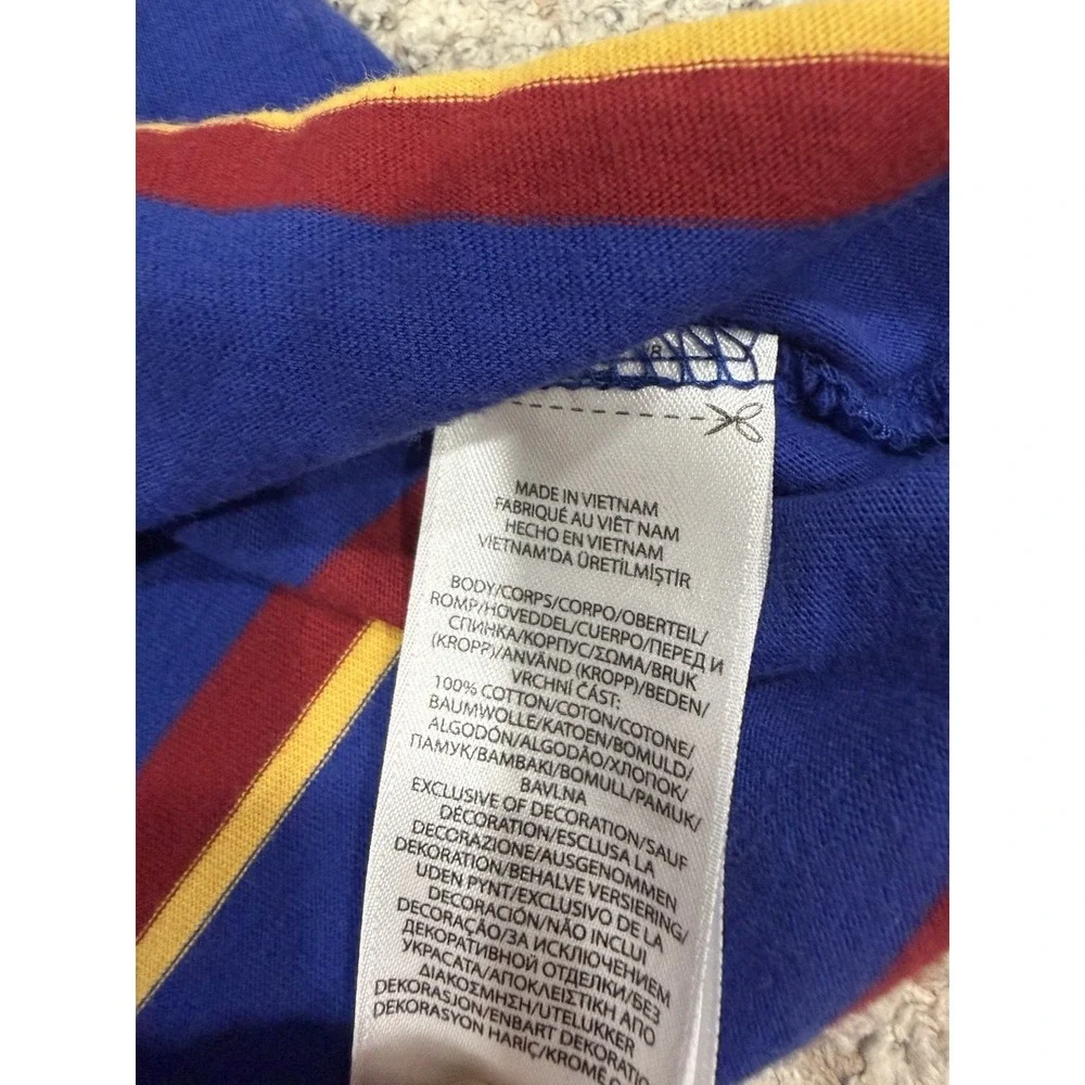 Polo Ralph Lauren Hoodie Long Sleeve Blue Red Yellow Stripe Hooded Tee Shirt Med
